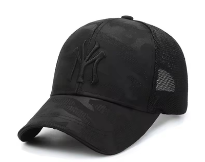 Кепка бейсболка камуфляж NY (New York) unisex доросла жіноча чоловіча регулюється onesize чорна (9065b)
