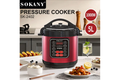Мультиварка-скороварка мультипечь Sokany SK-2402 5 л | 1000 Вт | Многофункциональная пароварка | Красно-черная