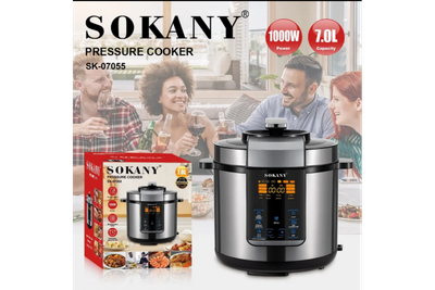 Мультиварка-скороварка-пароварка Sokany SK-07055 7 л | 3 в 1 | Электрическая с таймером | Скороварка, пароварка, мультиварка 1000 Вт