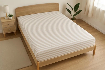 Простынь на резинке "Stripes beige 2" из бязи голд 80х200 см
