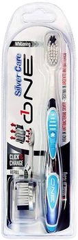 Зубна щітка Silver Care One Whitening для відбілювання + Змінна головка Середньої жорсткості Блакитна (6963) (8009315073077)