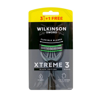 Одноразові бритви для гоління чоловічі Wilkinson Sword Extreme Black 3 леза 3+1 шт