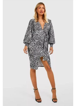 Платье boohoo 36 Черно-белый GZZ25396_зебра_05