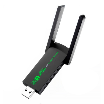 Двухдиапазонный USB WiFi 5 адаптер 1300 Mbps Dual Band 2.4G/5G с двумя антеннами AC1300