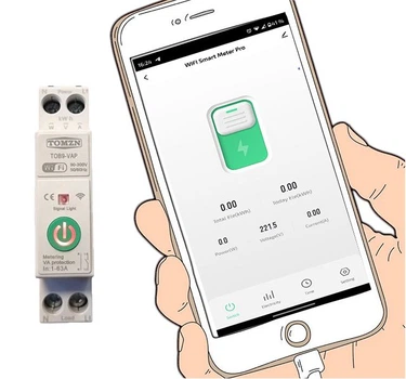Розумне реле вимикач TOMZN TOB9-VAP Wi-Fi/1P N1 -63A з мониторингом напруги-струму та захистом від перенапруги, великого струму та потужності