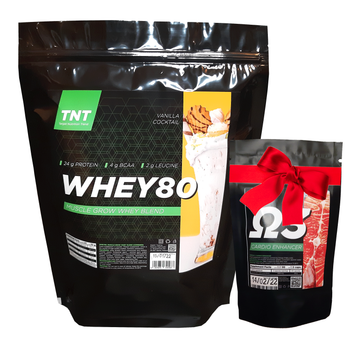 Протеїн Target Nutrition Trend сироватковий WHEY 80 для росту м'язів та набору ваги 2 кг + омега 3 ваніль