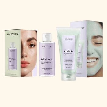Набір HOLLYSKIN Artichoke маска + тонер для боротьби з набряками з охолоджувальним ефектом