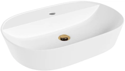 Раковина Helmken 46060000 60 см белая + донный клапан Click-Clack золотистый