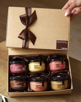 Craft Box для тата з особливим написом. 6 смаки медової пасти по 140 г. (подарунок на День батька). TM Honey Life