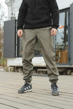 Спортивні штани чоловічі Easy Softshell хакі без бокових кишень демісезонні повсякденні зручні стильні міцні захисні/XXL
