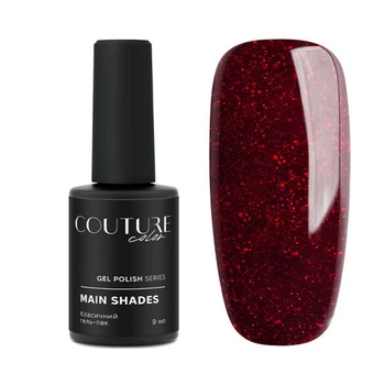 Гель-лак Couture Colour 075 красно-бордовый с красными блестками 9 мл (800897820336)