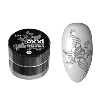 Гель-краска для стемпинга Oxxi Professional № 01 цвет черный 5 г (2000994205236)