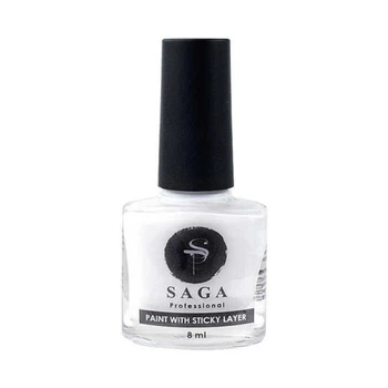 Лак-краска для стемпинга с липким слоем Saga Professional Stamping Paint With Sticky Layer белый 8 мл (2100994238835)