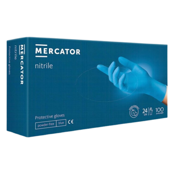 Перчатки нитриловые MERCATOR Nitrylex Basic неопудренные XL, (100 шт/пач), голубые