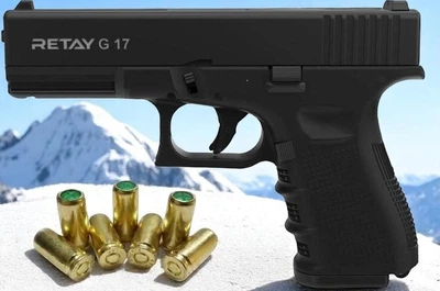 Стартовый шумовой пистолет RETAY G17 black Glok 17 + 20 шт холостых патронов (9 mm)