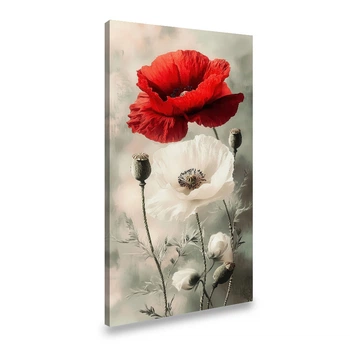 Картина на холсте Цветы красного и белого мака 160x80 см (7ML_XL)