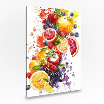 Картина на холсте Летние ягоды и фрукты на белом фоне 120x80 см (281ML_XL)
