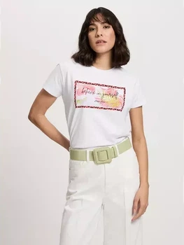 Футболка бавовняна жіноча Cross Jeans 56184-008 XL Біла (8697319732542)