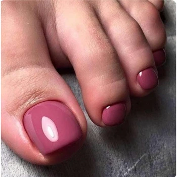 Накладные ногти для ног Nail дымчатые лиловые, форма квадрат, 24 шт