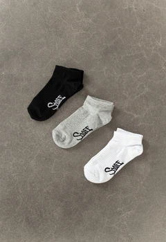 Женские Носки Стаф Белые Черные Серые С Логотипом Staff White/black/gray 36-39 (три Пары) Универсальный (343223)