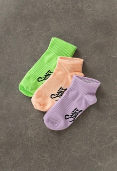 Женские Носки Стаф Зеленые Оранжевые Розовые С Логотипом Staff Peach/violet/green 36-39 (три Пары) (343231)