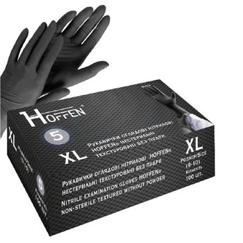 Рукавички нітрилові XL Hoffen 5.0г нестерильні текстуровані б/п 50пар/уп Stenson HFN-13501XL