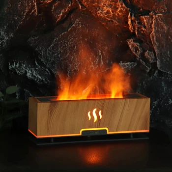 Нічник-зволожувач повітря з імітацією полум'я Humidifer Wooden