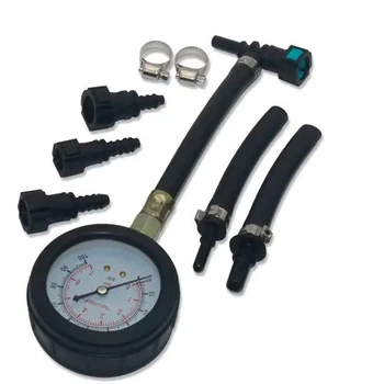 Набор для проверки давления топлива MasterTool 0-100 psi, манометр с переходниками для авто и мото.