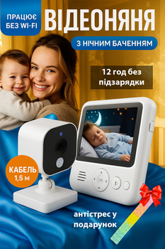 Видеоняня цифровая радионяня с монитором колыбельными ночное видение датчик движения обнаружение голоса камера видеонаблюдения двусторонней связью + в подарок антистресс (101202)
