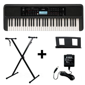 Синтезатор Yamaha PSR-E383 + стойка, блок питания, пюпитр