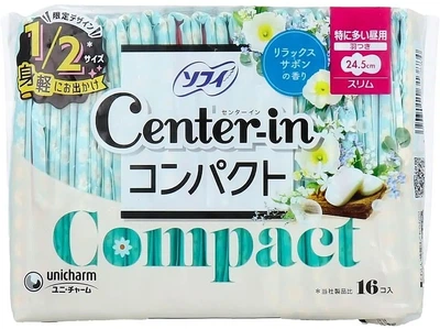 Гигиенические прокладки с ароматом мыла, 16 шт. - Unicharm Center-In Compact 1/2 Day Use 16шт (1437227-29735822)