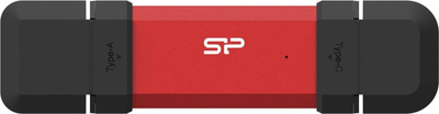 Dysk SSD Silicon Power DS72 1TB USB Type-A/USB Type-C 3.2 Gen 2 Red (SP001TBUC3S72VPR)
