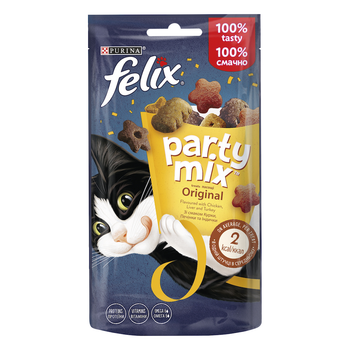 Ласощі Purina Felix Party Mix Original mix Ласощі для дорослих котів зі смаком курки, печінки та індички 60 г (7613287631459)A