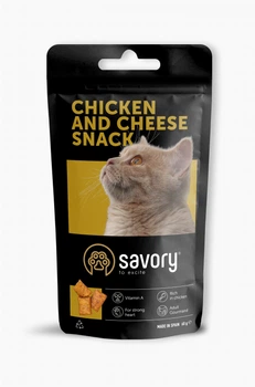 Хрумкі ласощі Savory Snack Подушечки для вибагливих котів з куркою та сиром 60 г (4820232631461)A
