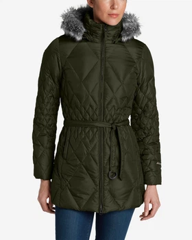 Парка женская - парка зимняя EddieBauer EB0022W S Темно-зеленый