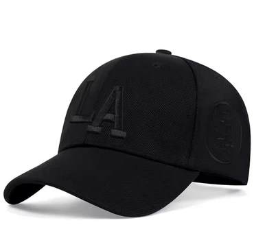 Кепка бейсболка LА (Los Angeles) unisex взрослая женская мужская вышивка черная нить черная (120225)