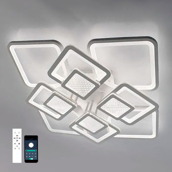 Смарт люстра TETRA TWIST ICE 165W 8S белая Esllse 595x595x110мм светодиодная с пультом и приложением смартфона
