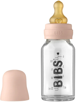 Скляна дитяча пляшечка BIBS Baby Glass Bottle повний комплект Blush - 120 ml