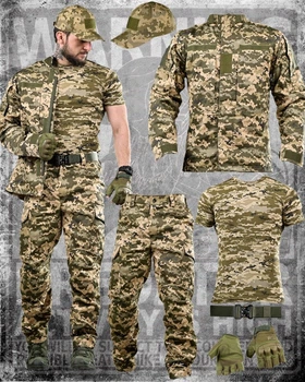 Тактичний літній костюм Dogma 6в1 Піксель з поясом, рукавичками, футболкою та бейсболкою M