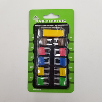 Предохранители Евро MINI BAKONY набор 10 шт. цинковый (комплект 7.5А,10A,15A,20A,30A) с пинцетом Каталожный номер 1035-8