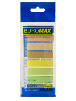Стікер-закладки BUROMAX 45*12мм 8х25арк. 2307-99 пластикові, пастель (24) /BM.2307-99/