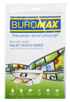 Фотопапір матовий А4, 230г/м, 20арк. BUROMAX 2225-6020 /BM.2225-6020/
