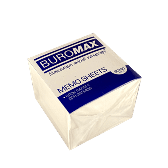 Папір для нотаток білий BUROMAX 9*9*8см, 1000арк. не склеєний (сірий 50г/м) 2276 (36) /BM.2276/