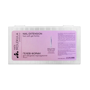 Типсы гелевые для наращивания ногтей Nails Molekula Stiletto Extra Long 120 шт экстра длинный стилет прозрачные