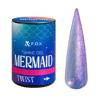 Гель F.O.X Shine Gel Mermaid 005 для укрепления натуральных ногтей фиолетово-розовый с ярким холодным блеском 20 мл