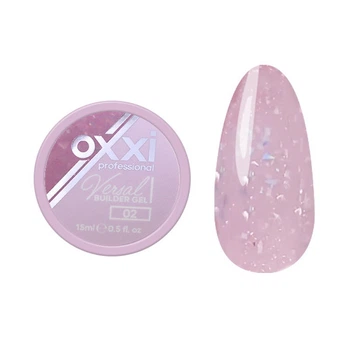 Гель для наращивания Oxxi Professional Builder Gel Versal 02 с поталью бледно-розовый 15 мл
