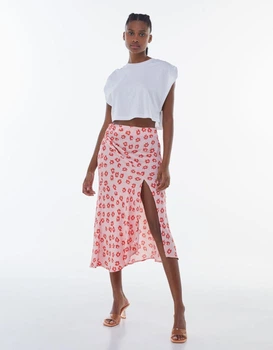 Спідниця Bershka персиковий в візерунки KQJPP670 S