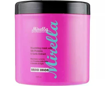 Питательная маска с протеинами шелка и экстрактом чеснока Mirella Professional Basic Salon Nourishing Mask With Silk Proteins Garlic Extract 1000 мл