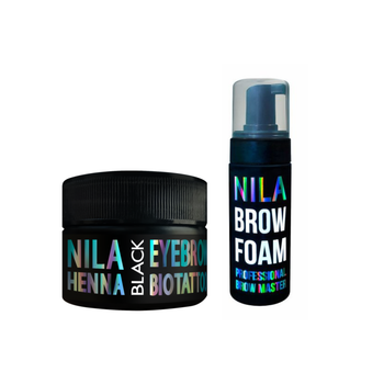 Набор для бровей: Nila Brow Foam 150мл + Хна для бровей Черная Black 60г