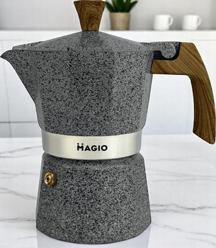 Кофеварка гейзерная Magio MG турка 150 мл кофейник на 3 порции эспресо Серый (OIOI)